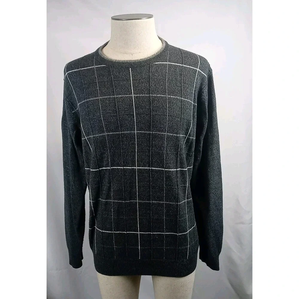 Vintage Dockers Sweater Men's Size Large Dark Gray Light Weight Sweater Pullover